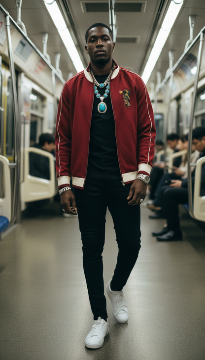 AmaruKhan Hebrews Color Block Raglan Sleeve Zip Track Jacket