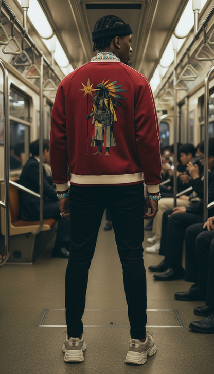 AmaruKhan Hebrews Color Block Raglan Sleeve Zip Track Jacket