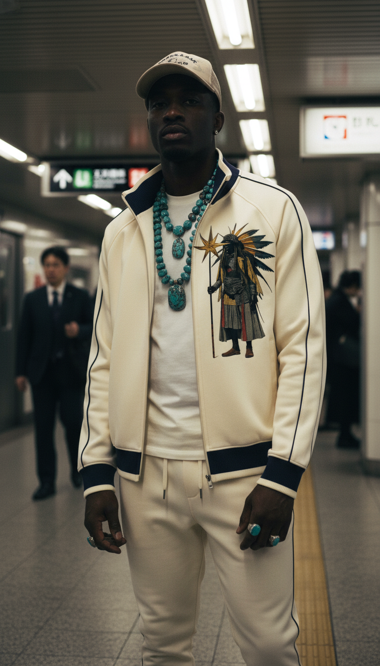 AmaruKhan Hebrews Color Block Raglan Sleeve Zip Track Jacket