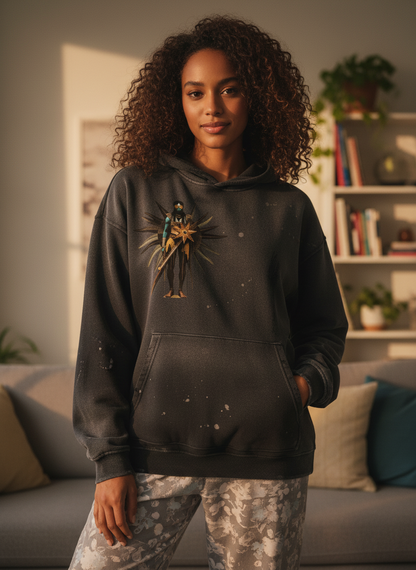 AmaruKhan Hebrews Vintage Washed Frayed Fleece Hoodie