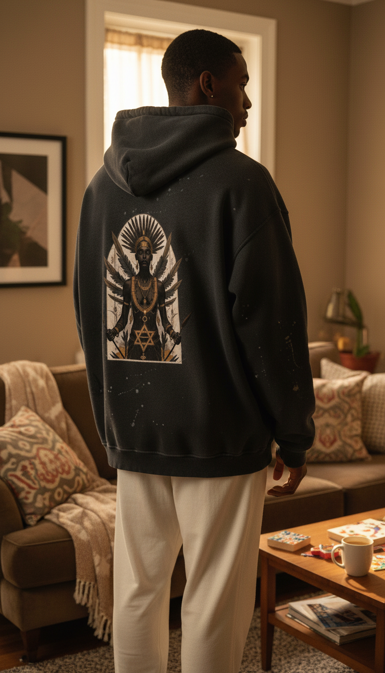 AmaruKhan Hebrews Vintage Washed Frayed Fleece Hoodie