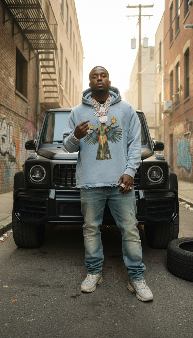 AmaruKhan O.G.'s Vintage Washed Frayed-Hem Hoodie