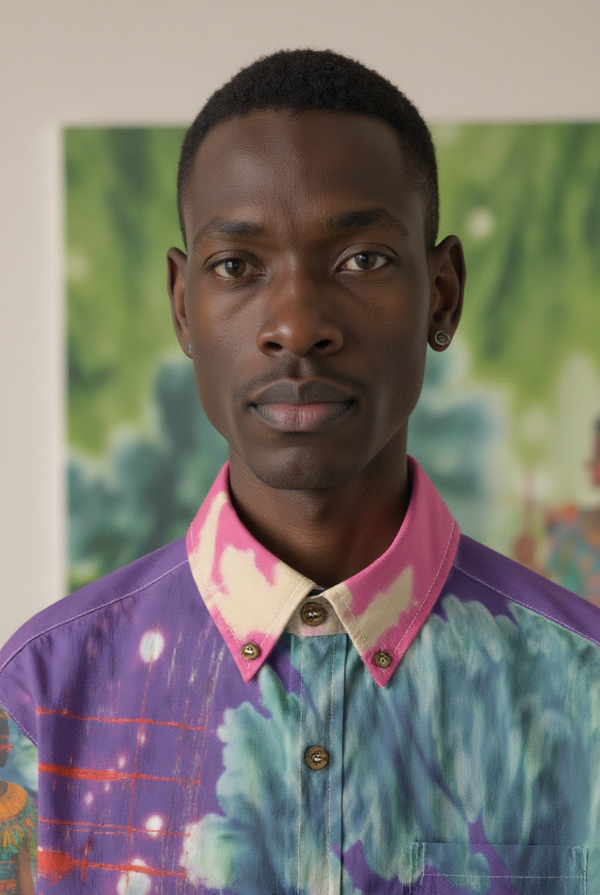 Amaru Khan Shibori Floral Men's Bamboo Cotton Collar Shirt