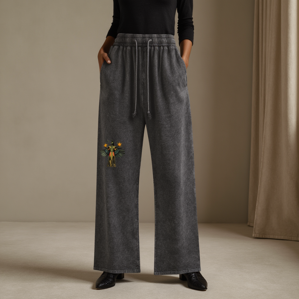 Amaru Khan Stars Acid Wash Straight Leg Pants