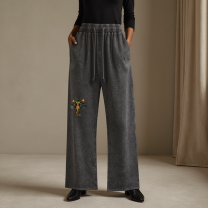 Amaru Khan Stars Acid Wash Straight Leg Pants