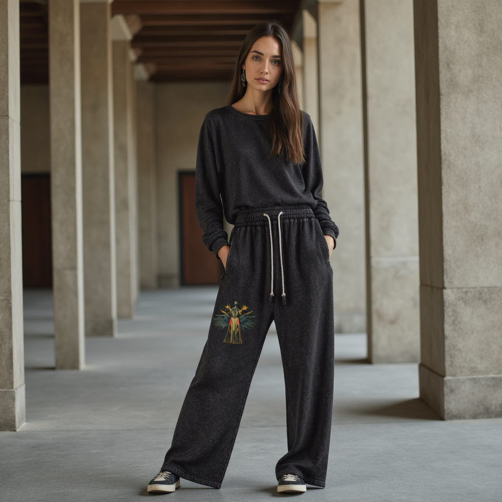 Amaru Khan Stars Acid Wash Straight Leg Pants