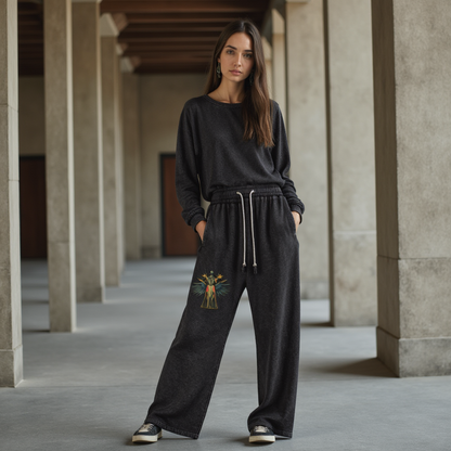 Amaru Khan Stars Acid Wash Straight Leg Pants