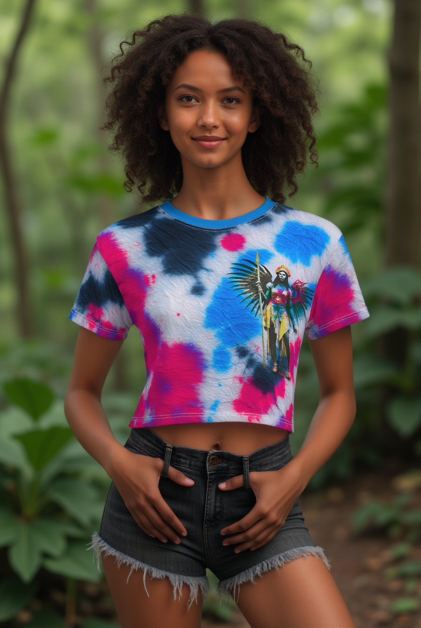 Amaru  Khan Tye-Dye Crop Tee