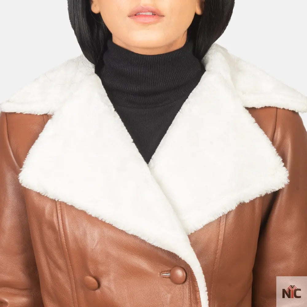 Amie Brown Double Breasted Shearling Coat