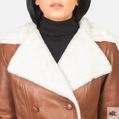 Amie Brown Double Breasted Shearling Coat