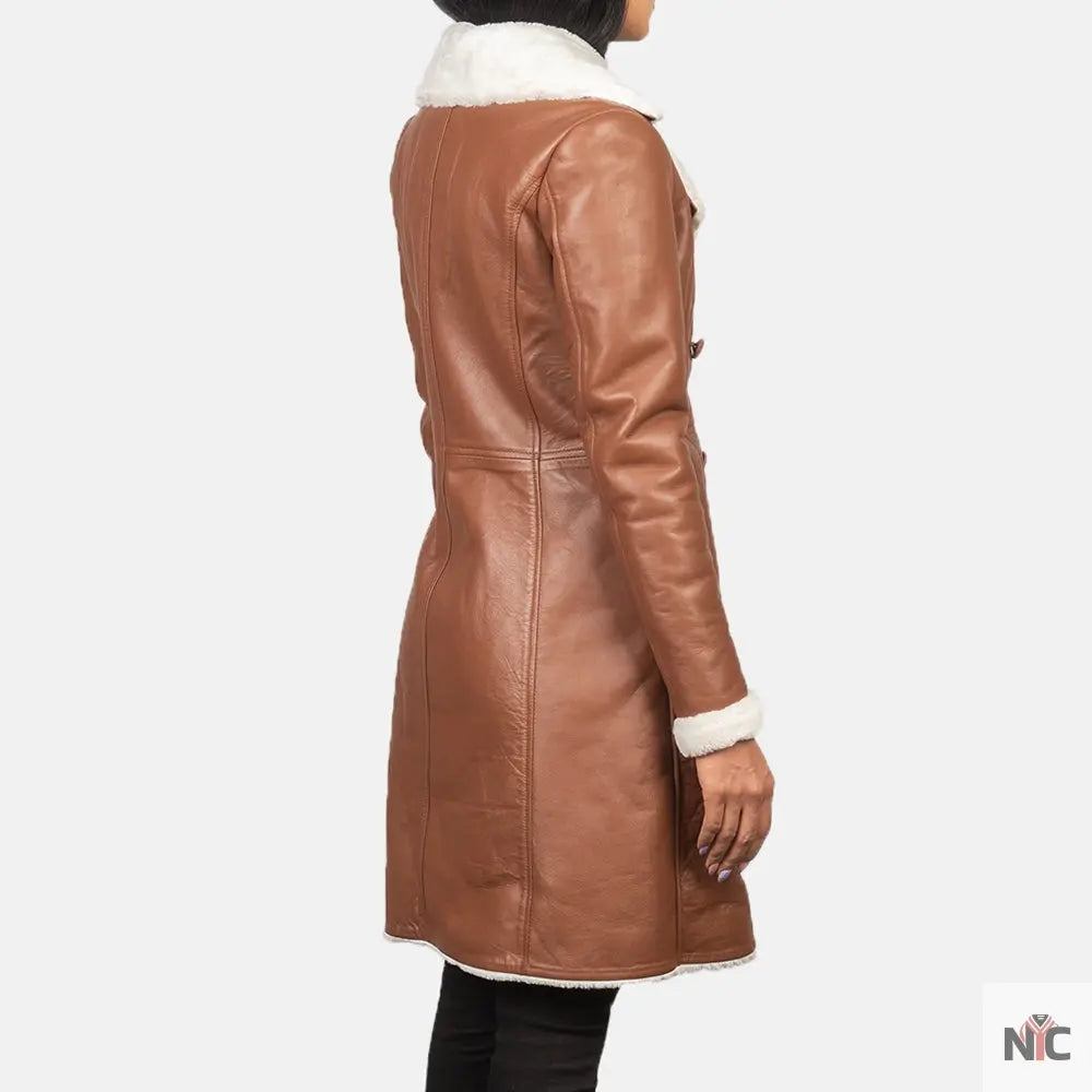 Amie Brown Double Breasted Shearling Coat