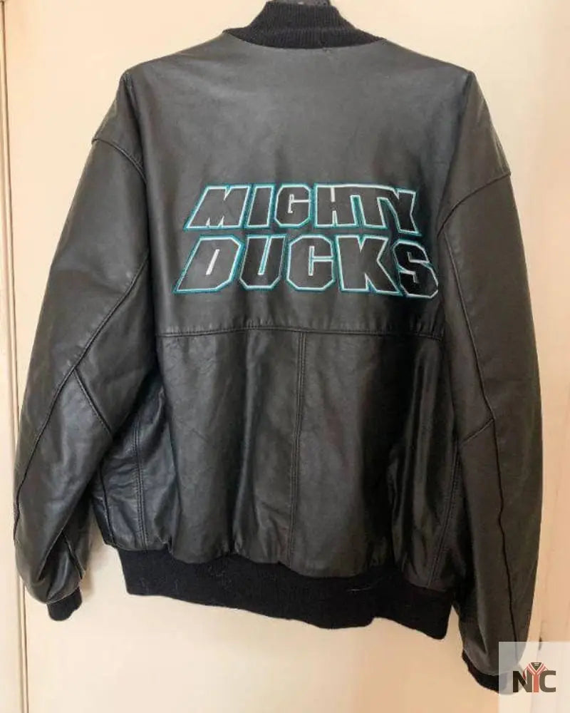 Anaheim Mighty Ducks NHL Black Leather Jacket
