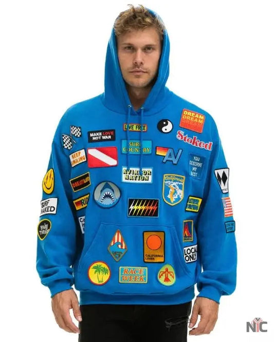 And Just Like That Alexa Swinton Blue Patch Hoodie