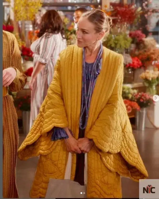 And Just Like That S02 Sarah Jessica Parker Yellow Scalloped Coat