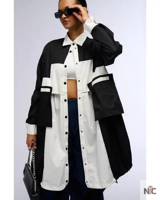 And Just Like That S03 Bonnie Milligan Colorblock Shirt Dress