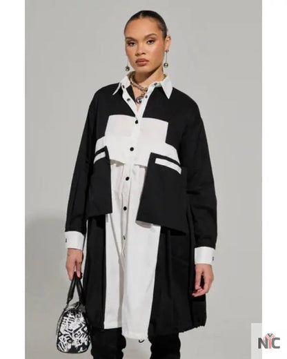 And Just Like That S03 Bonnie Milligan Colorblock Shirt Dress