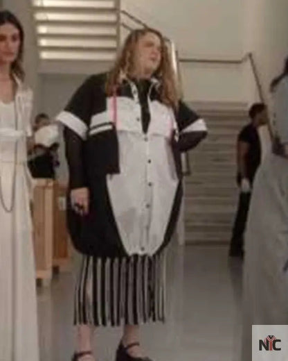 And Just Like That S03 Bonnie Milligan Colorblock Shirt Dress