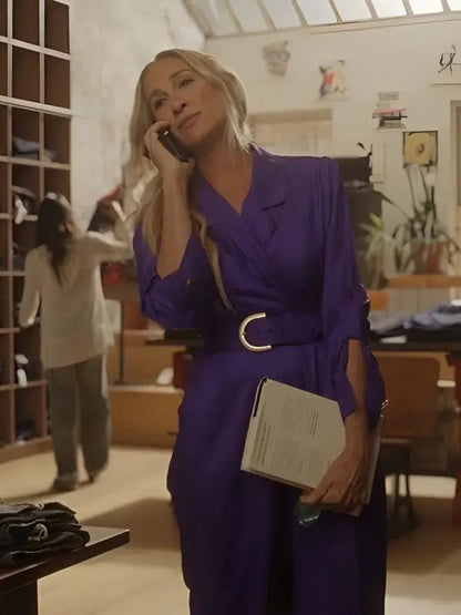 And Just Like That S03 Sarah Jessica Parker Purple Coat