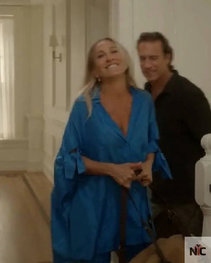 And Just Like That Sarah Jessica Parker Blue Shirt Dresses