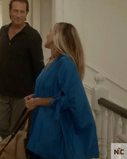 And Just Like That Sarah Jessica Parker Blue Shirt Dresses