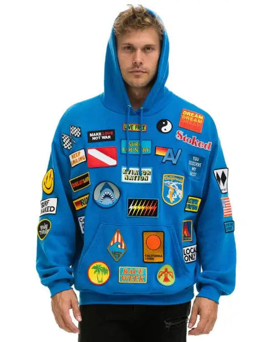 And Just Like That Alexa Swinton Blue Patch Hoodie