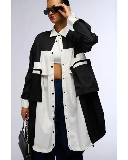 And Just Like That S03 Bonnie Milligan Colorblock Shirt Dress