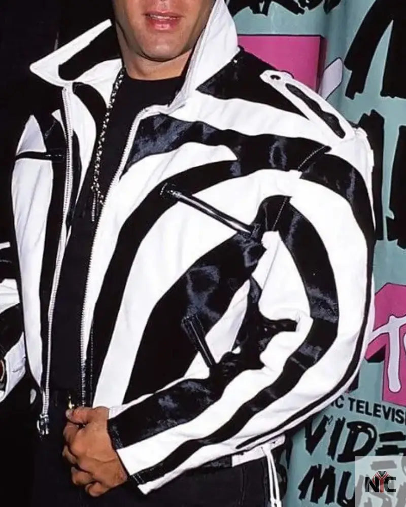 Andrew Dice Clay White And Black Leather Jacket