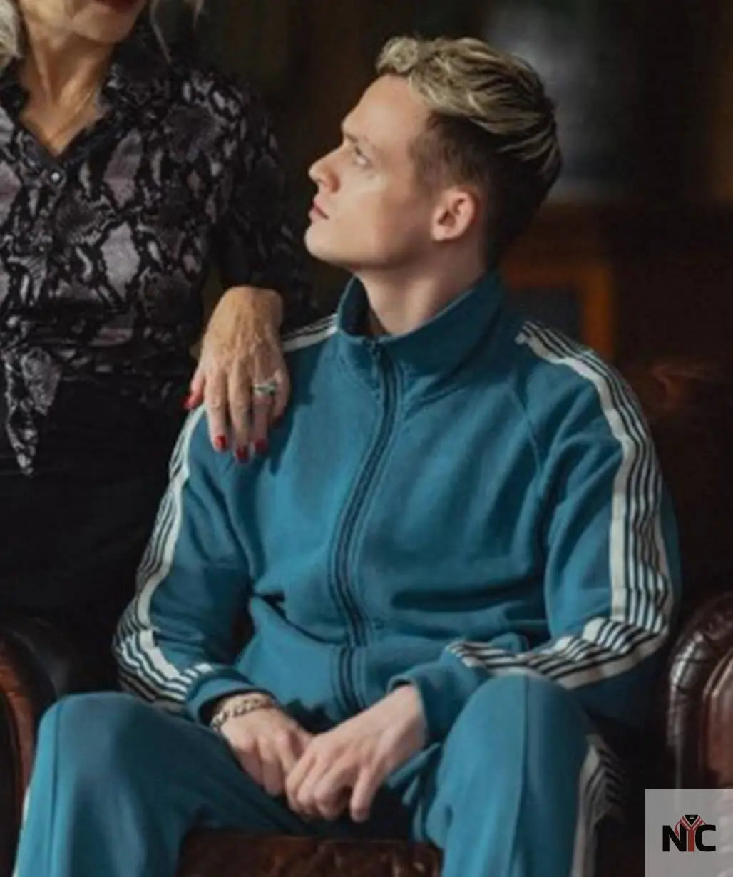 Anson Boon MobLand 2025 Eddie Harrigan Blue Tracksuit