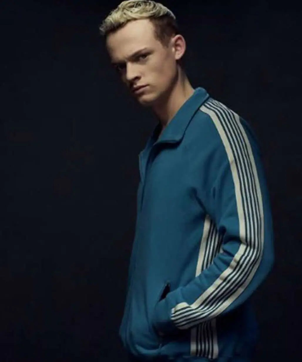 Anson Boon MobLand 2025 Eddie Harrigan Blue Tracksuit