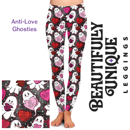 Anti-Love Ghosties (Semi-Exclusive) - Ghost Hearts Valentine's Day Love High-quality Handcrafted Vibrant Leggings