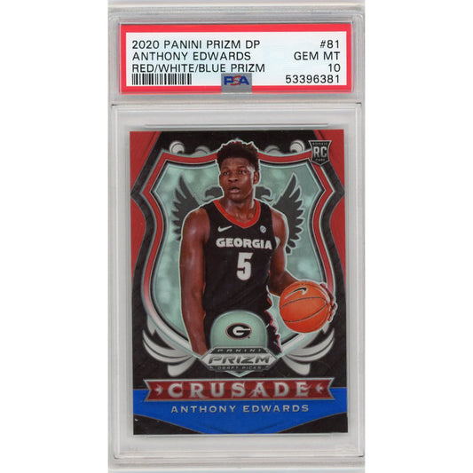 Graded 2020-21 Panini Prizm DP Draft Picks Anthony Edwards #81 Red White Blue Prizm Rookie RC Basketball Card PSA 10 Gem Mint