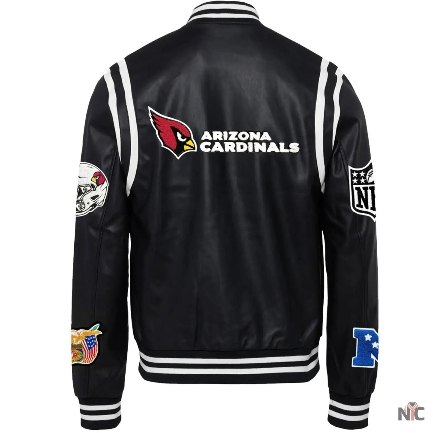 Arizona Cardinals Black Leather Varsity Jacket