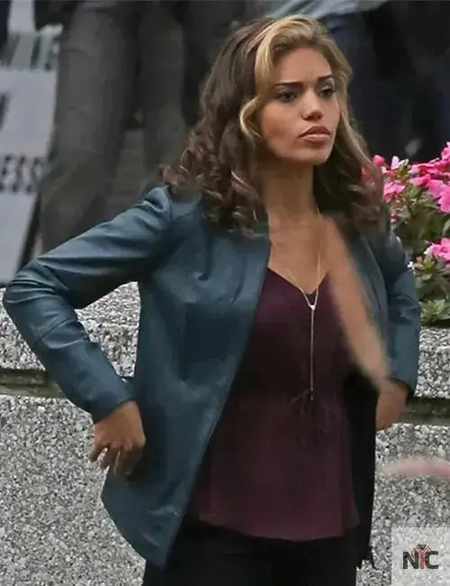 Arrow Season 4 Ciara Renée Blue Leather Jacket