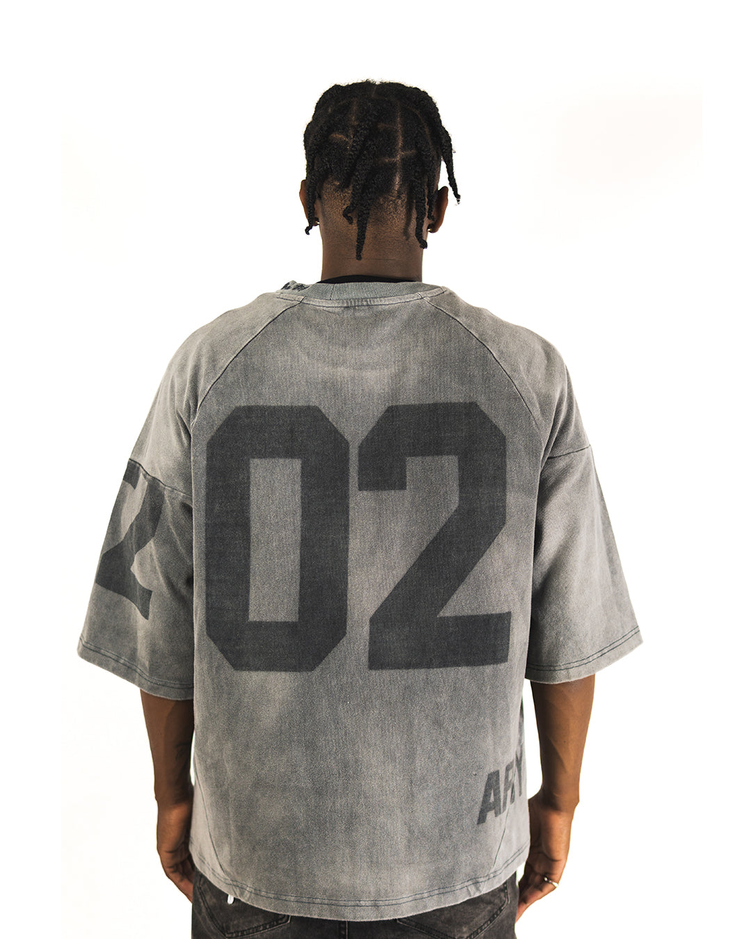"CHARCOAL BLACK" PANELED OVERSIZED JERSEY