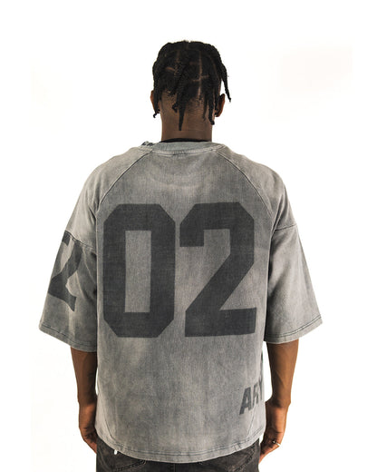 "CHARCOAL BLACK" PANELED OVERSIZED JERSEY