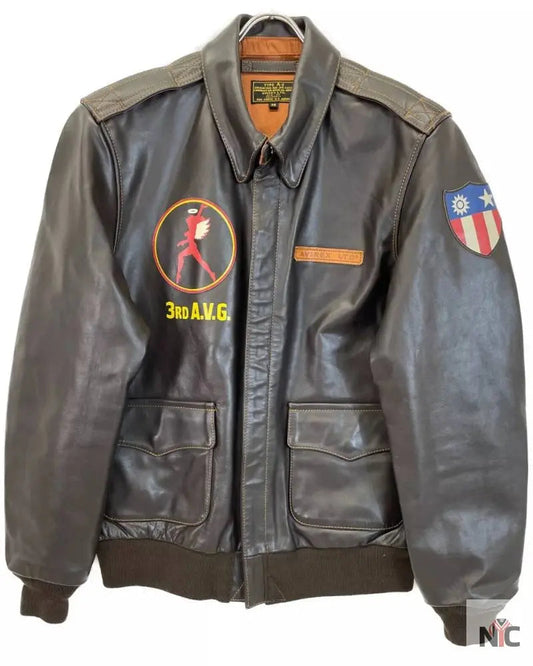 Avirex American Volunteer Group Horsehide A-2 Brown Jacket