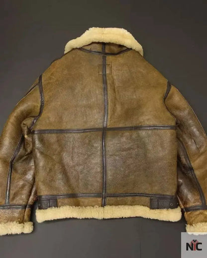 Avirex B-3 Brown Shearling Leather Flight Jacket