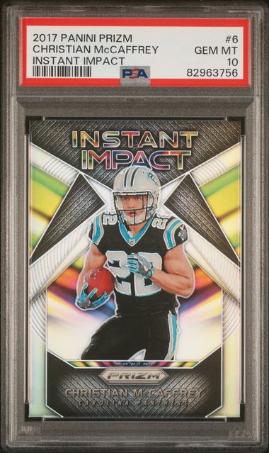 Graded 2017 Panini Prizm Christian McCaffrey #6 Instant Impact Rookie RC Football Card PSA 10 Gem Mint