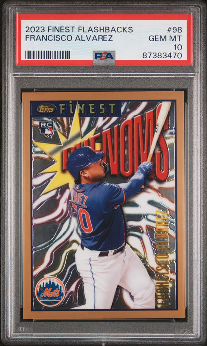 Graded 2023 Topps Finest Flashbacks Francisco Alvarez #98 Rookie RC Baseball Card PSA 10 Gem Mint