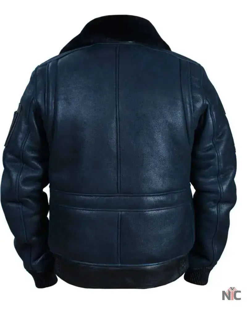 B-15 Fast Eagle Sheepskin Navy Blue Flight Jacket