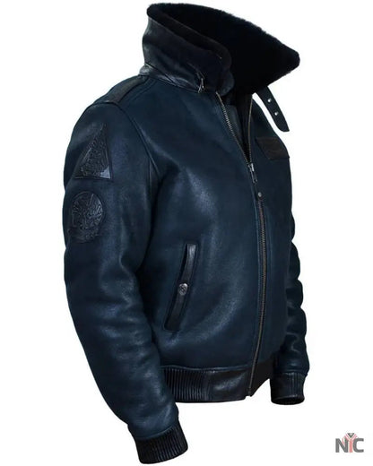 B-15 Fast Eagle Sheepskin Navy Blue Flight Jacket