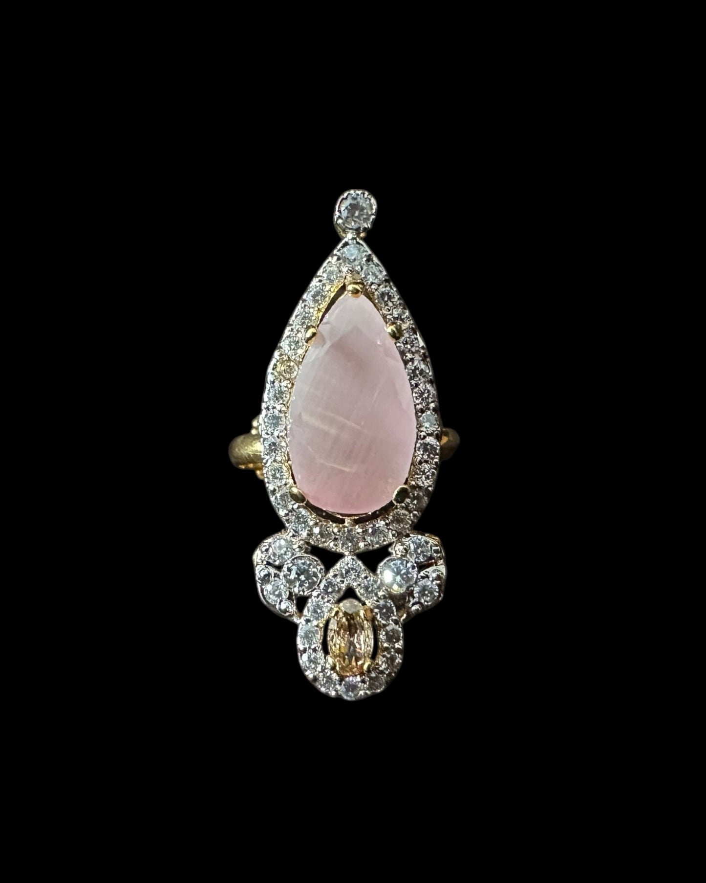 BR462  Anmol necklace set in pink( rose quartz ), Cats eye and pearls ( SHIPS IN 4 WEEKS )
