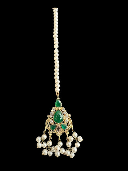 JTK18 Rehma jhoomar tika in green ( READY TO SHIP )