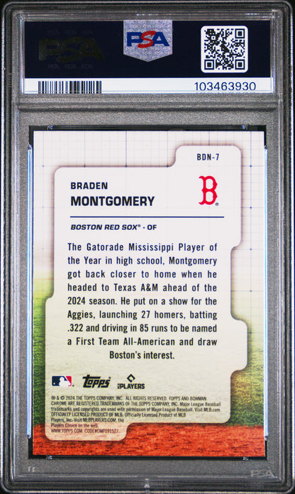 Graded 2024 Topps Bowman Draft Braden Montgomery #BDN7 Draft Night Rookie RC Baseball Card PSA 10 Gem Mint