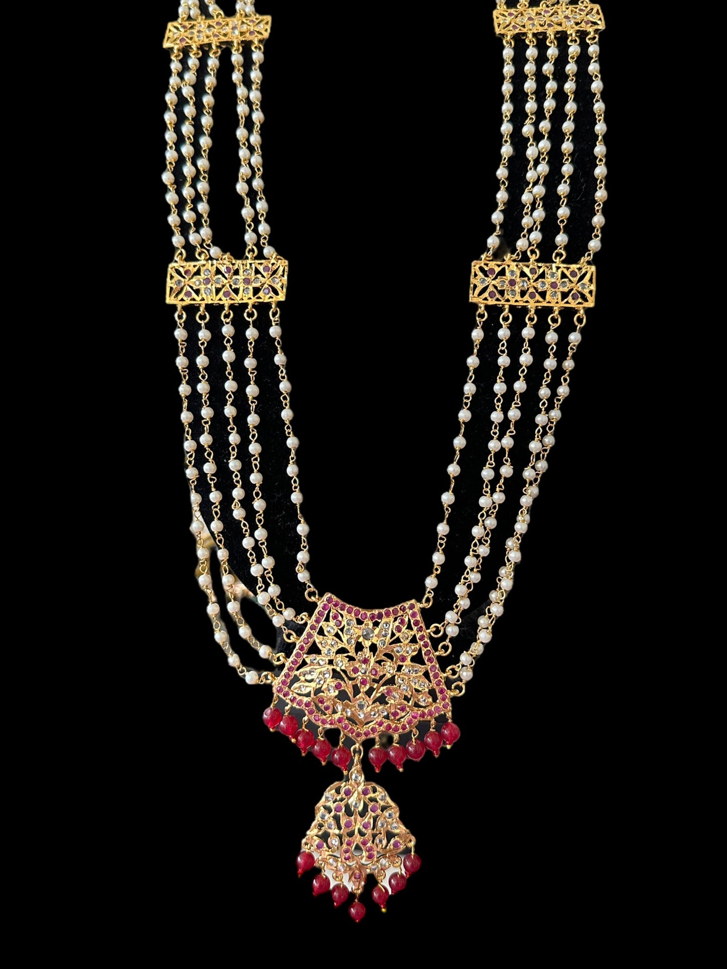 DLN54 Aabha chandan haar (rubies)( SHIPS IN 4 WEEKS )