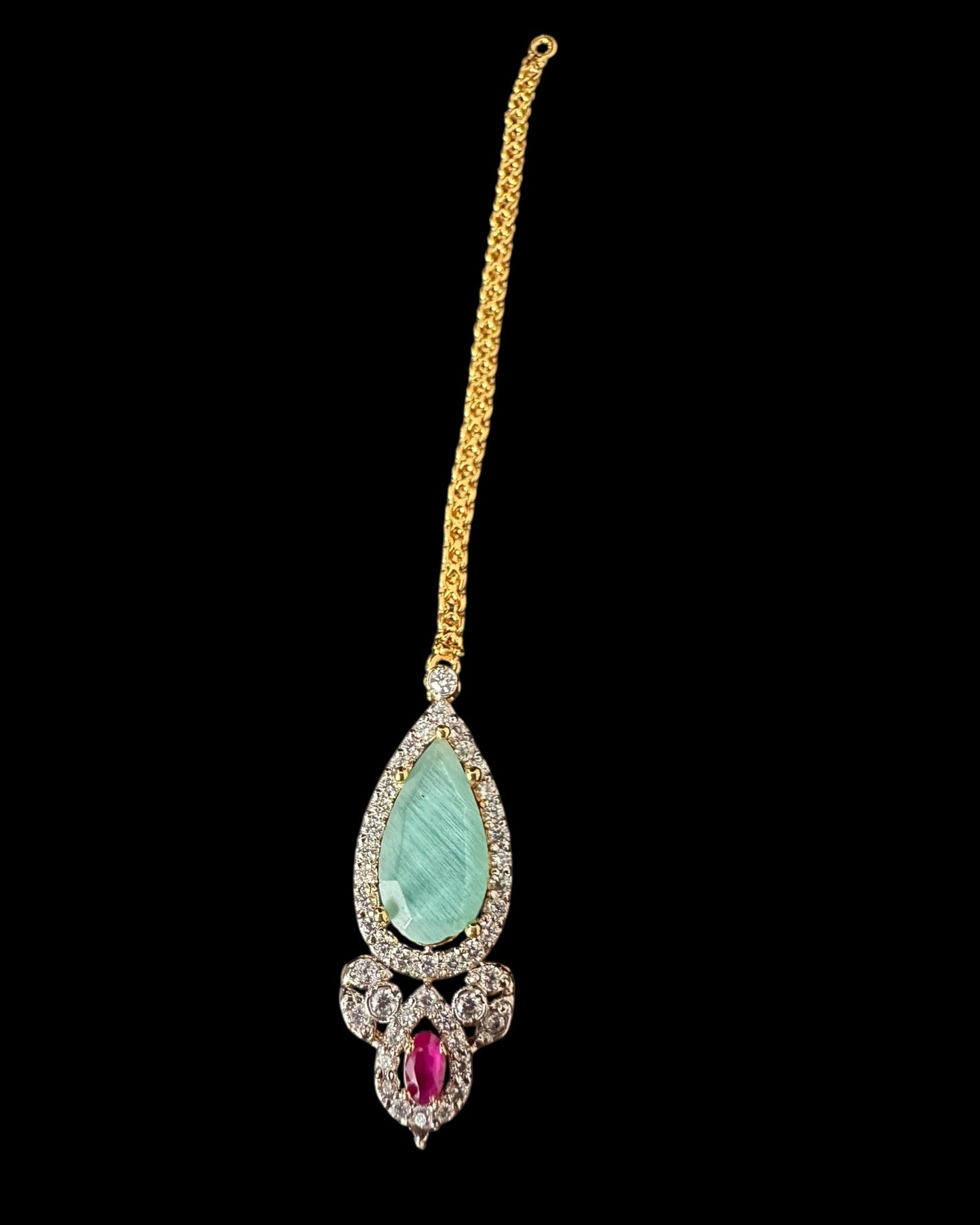 BR461  Anmol necklace set in Mint , rubies and pearls ( READY TO SHIP )