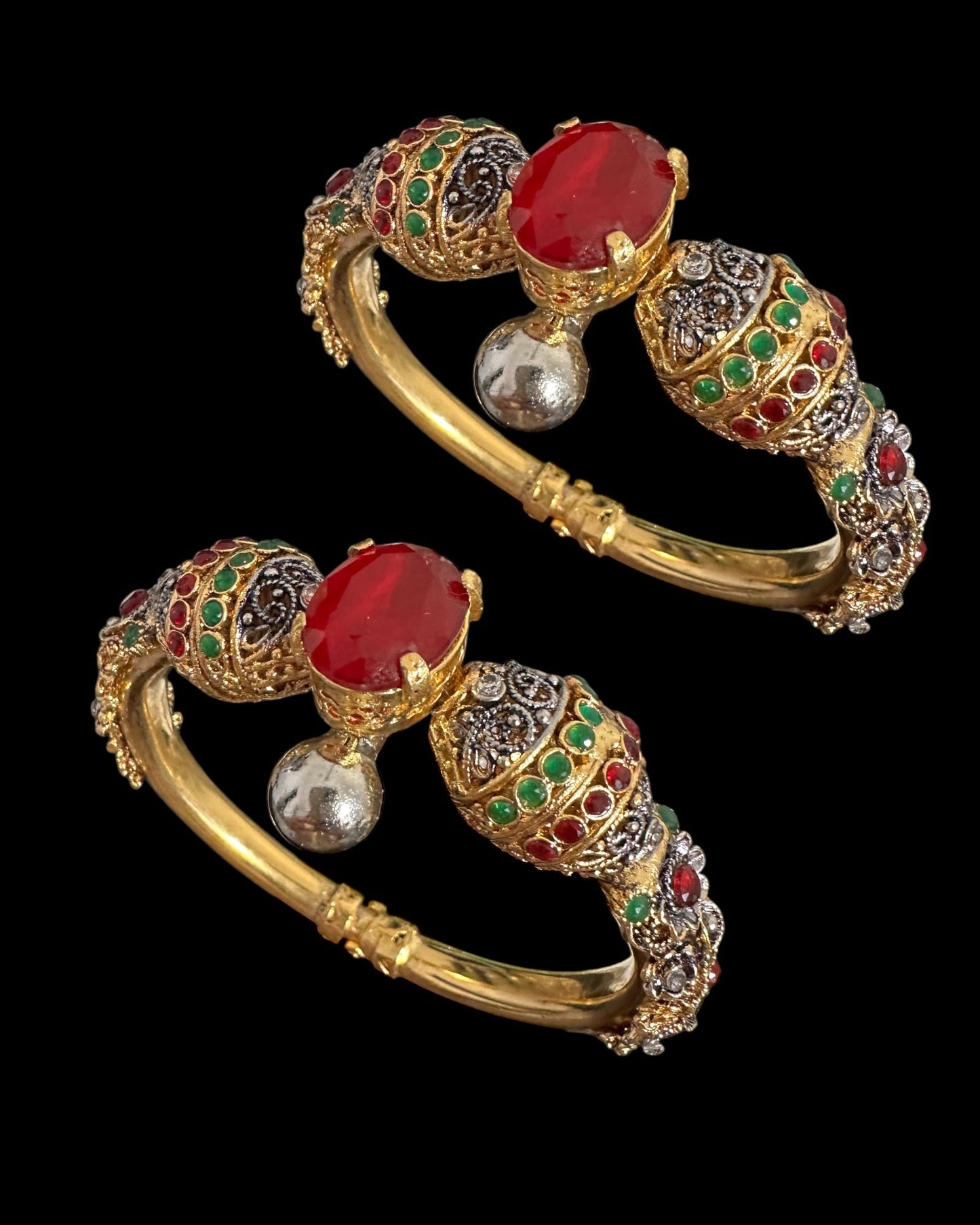 BG801 SALWA zircon bangles - ruby emerlad openable ( READY TO SHIP )