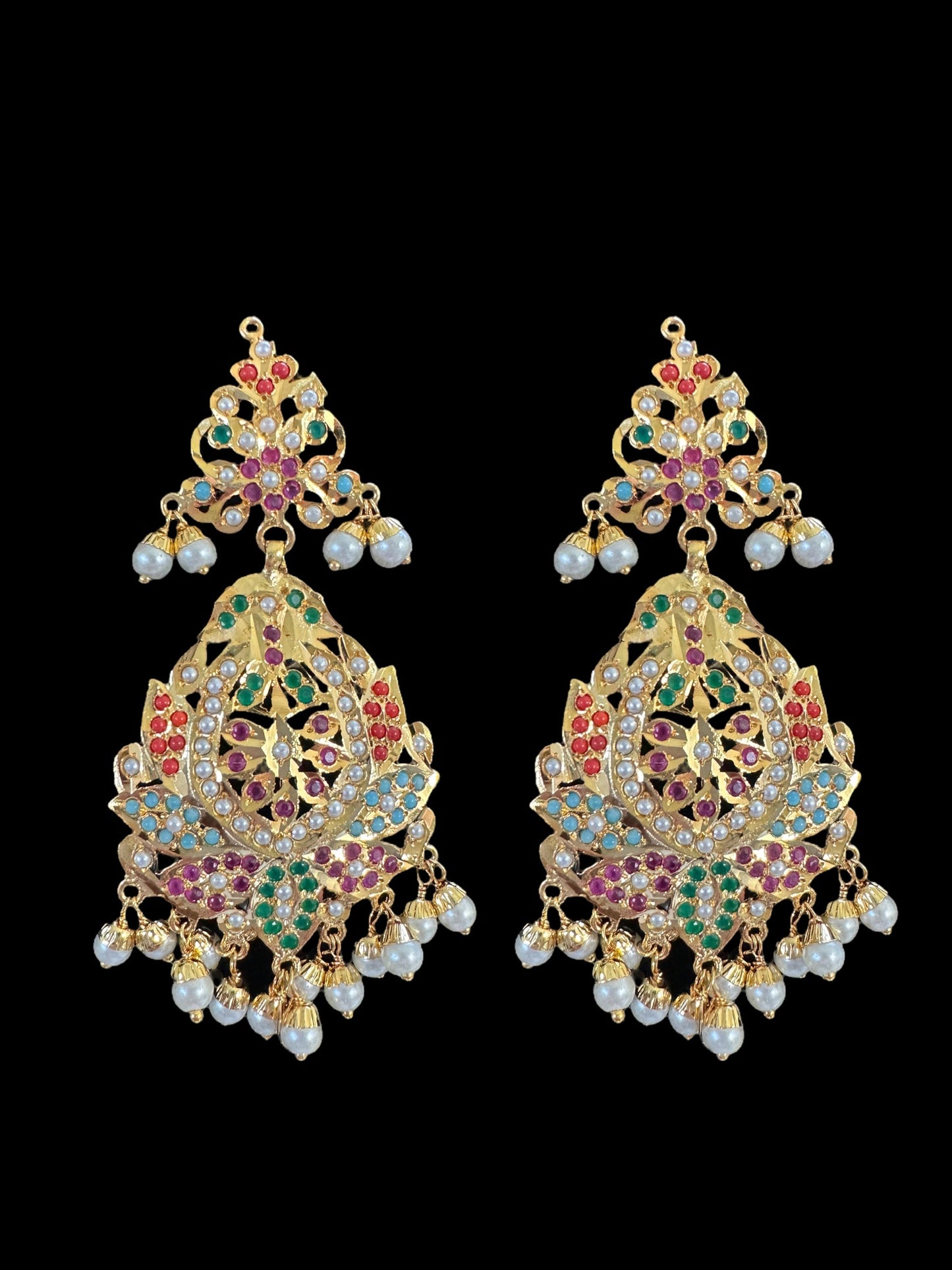 DNS46 Rana Navratan  necklace  earrings tika  (SHIPS IN 3 WEEKS )