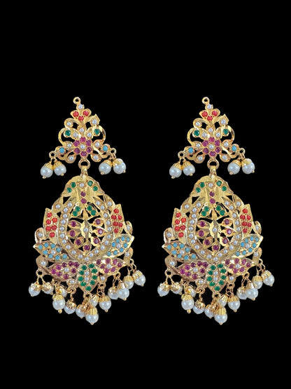 DNS46 Rana Navratan  necklace  earrings tika  (SHIPS IN 3 WEEKS )