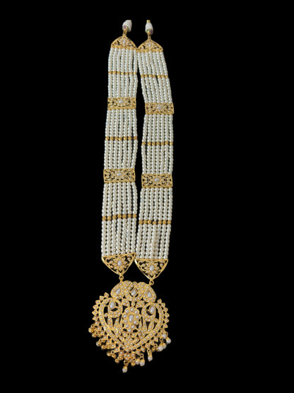 BR479 Insha pearl jadau bridal set in shell pearls ( SHIPS IN 4 WEEKS )